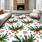 Festive Green Fir Bells Gold Orbs Rug