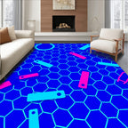 Electric Blue Hexagonal Confetti Rug