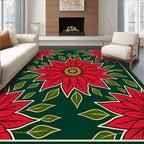 Crimson Floral Garden Poinsettia Rug