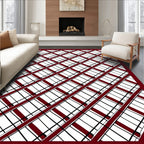 Crimson Black White Diagonal Plaid Rug