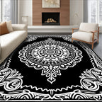 Monochromatic Floral Mandala Art Rug