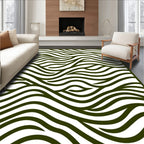 Dark Green Wavy Striped Landscape Rug