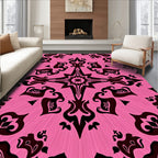 Dark Pink Mandala Abstract Symmetry Rug