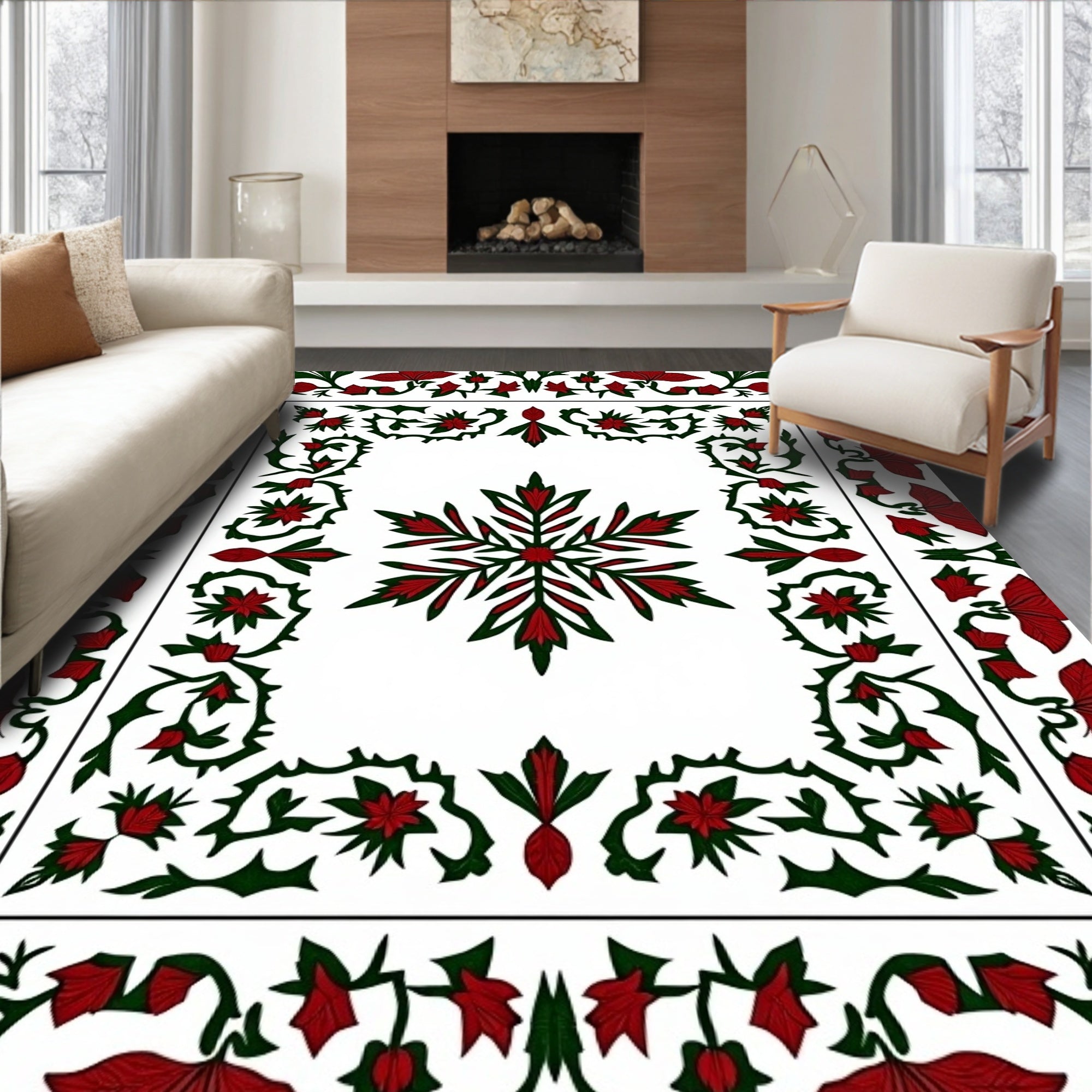 Crimson Botanical Garden Frame Rug