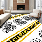 Abstract Black Butterfly Yellow Stripes Rug