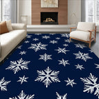 Winter Snowflakes Navy Blue Rug