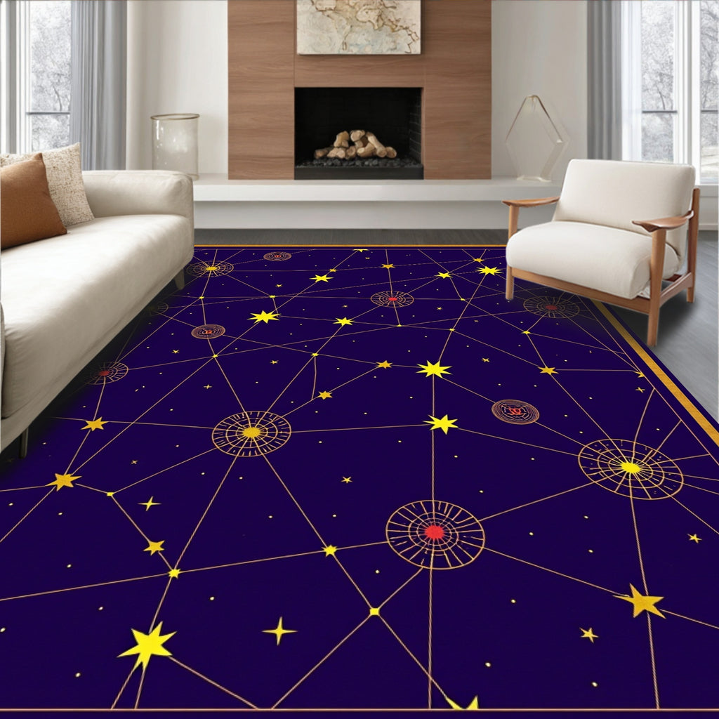 Cosmic Gold Starry Night Constellation Rug