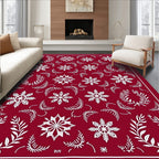 Crimson White Snowflake Laurel Garland Rug
