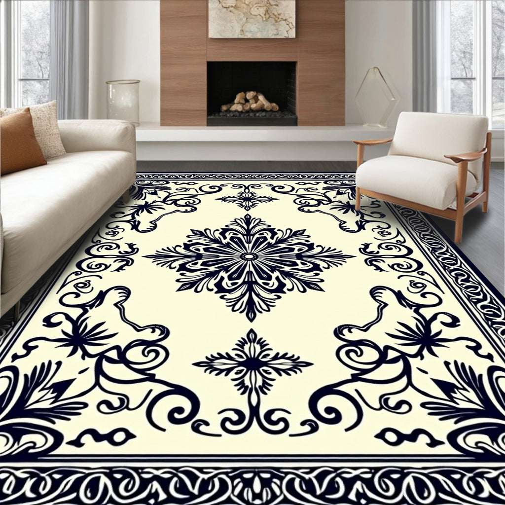 Navajo Inspired Floral Medallion Ivory Rug