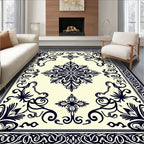 Navajo Inspired Floral Medallion Ivory Rug