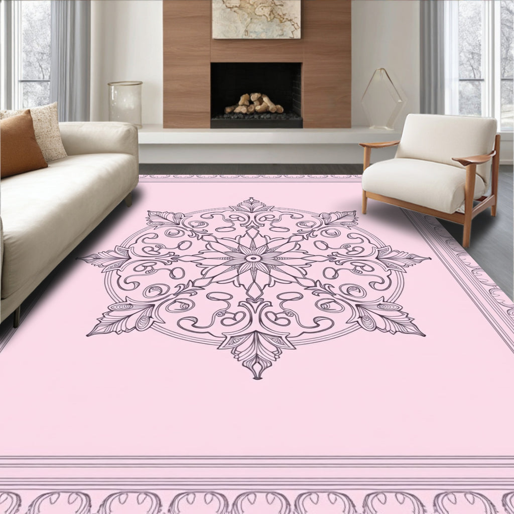 Pink Mandala Floral Art Rug