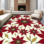 Crimson Floral Spiky Bloom Rug