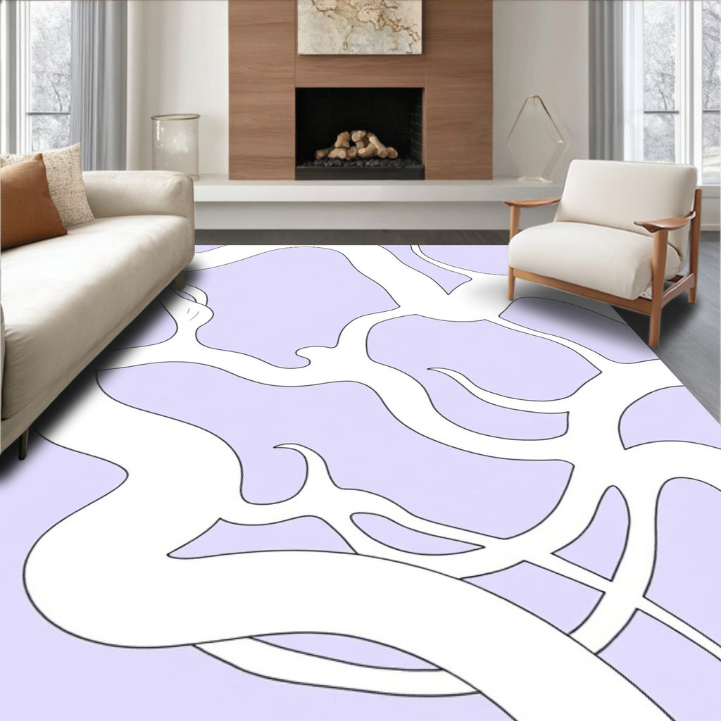 White Lavender Flowing Organic Weave Rug