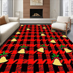 Red Black Houndstooth Bell Repeat Rug