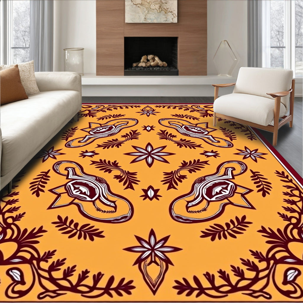Maroon Floral Swirl Amber Rug
