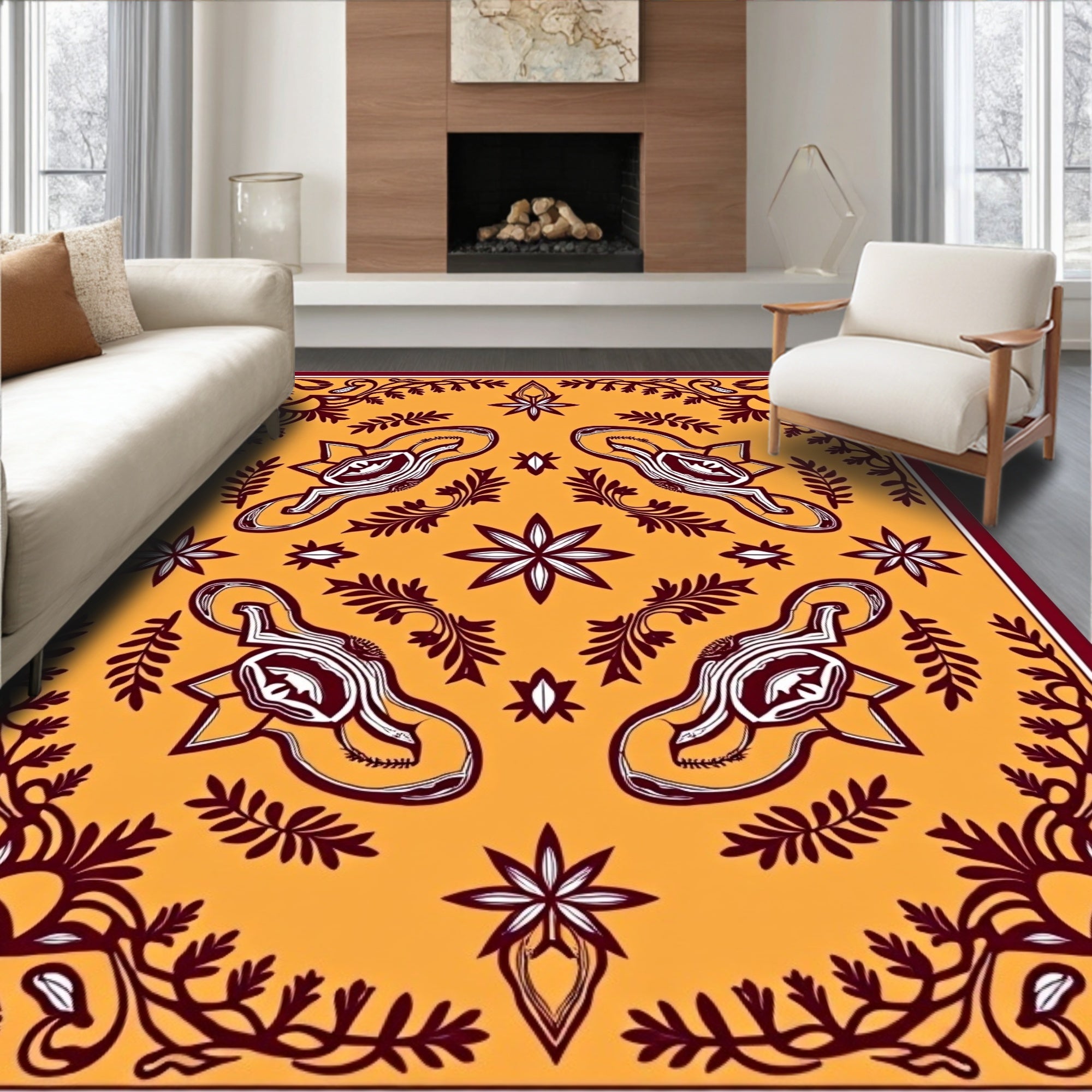 Maroon Floral Swirl Amber Rug