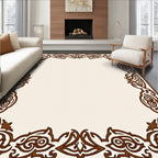 Rich Brown Scrollwork Floral Border Rug