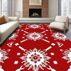 Crimson White Starburst Geometric Rug