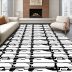 Bold Black White Horizontal Stripes Rug