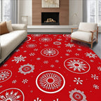 Festive Red Snowflake Medallion Rug