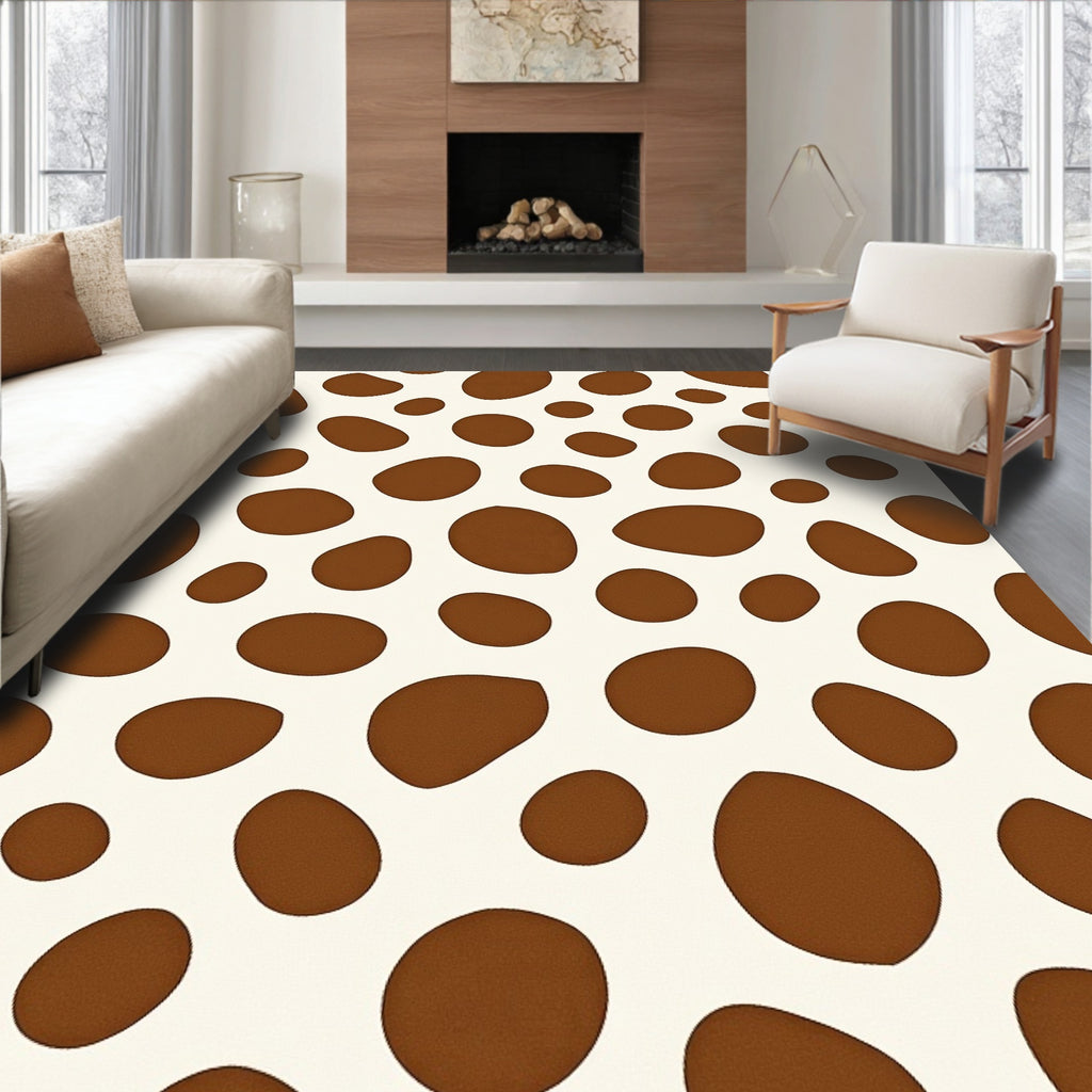 Brown Cream Irregular Dot Rug