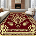 Ornate Crimson Floral Medallion Rug