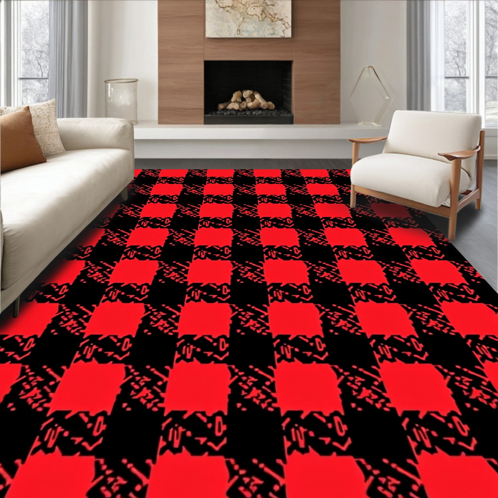 Crimson Black Buffalo Check Rug