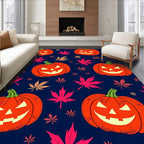 Happy Jack O Lantern Maple Leaf Backdrop Rug