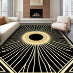 Golden Sunburst Art Deco Geometric Rug