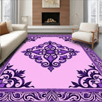 Elegant Purple Floral Scroll Rug