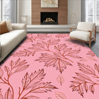 Pink Autumn Fern Branches Rug
