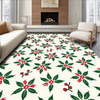 Festive Red Green Poinsettia Cluster Rug