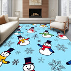 Joyful Snowman Winter Wonderland Snowflakes Rug