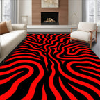 Bold Scarlet Wavy Stripes Rug