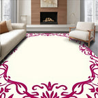 Victorian Magenta Floral Vine Border Rug