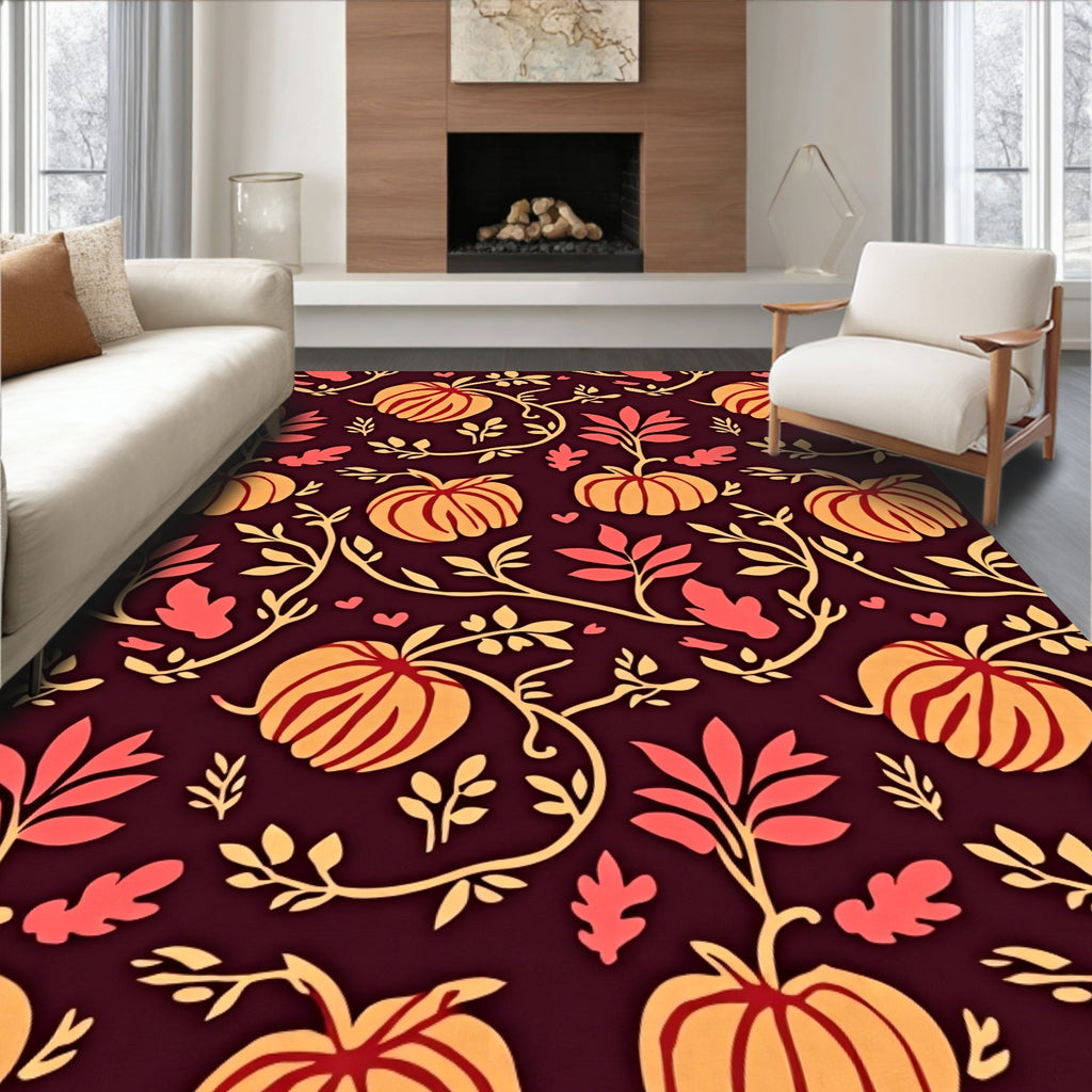 Autumnal Pumpkin Vine Garden Rug
