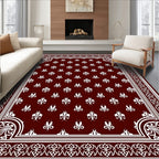 Regal Burgundy White Fleur Border Rug