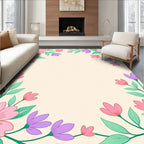 Pastel Pink Purple Floral Wreath Rug