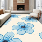 Sky Blue Floral Field Rug