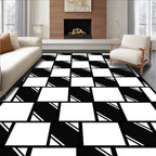 Monochromatic Checkerboard Striped Squares Rug