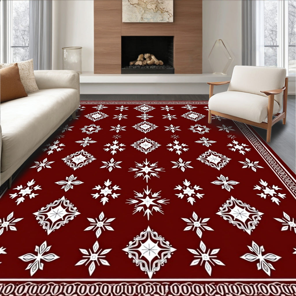 Crimson Snowflake Medallion Rug