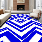 Bold Blue Geometric Diamond Chevron Rug