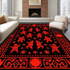 Red Festive Santa Claus Figures Rug