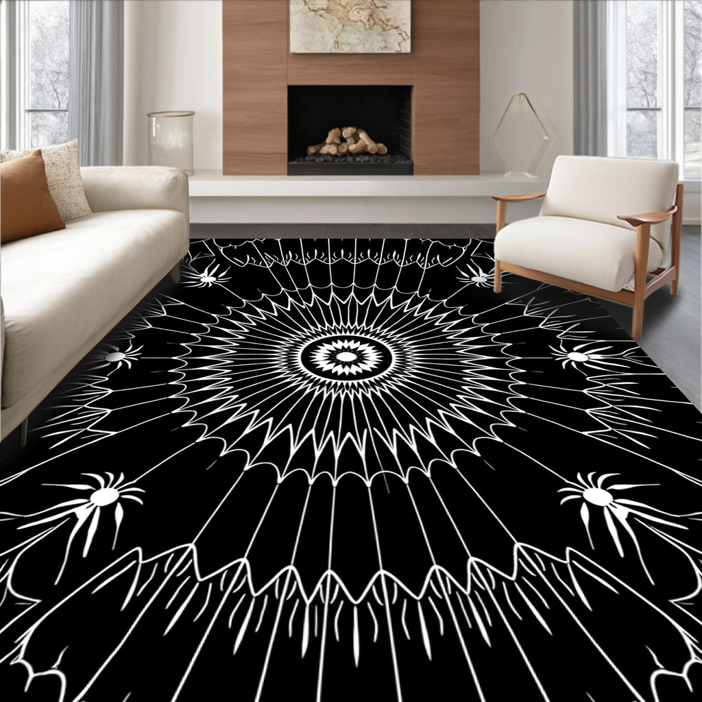 Arachnid Cobweb Sunburst Medallion Rug