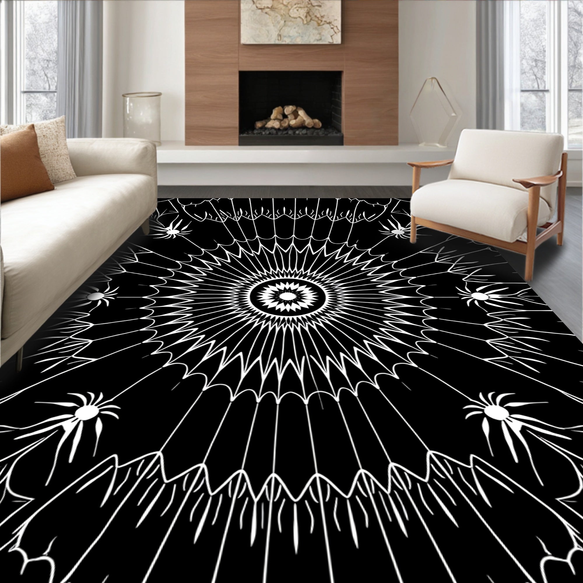 Arachnid Cobweb Sunburst Medallion Rug