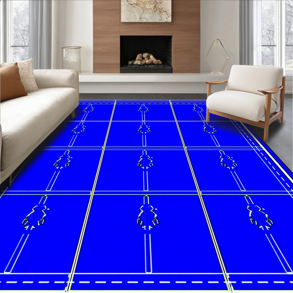 Deep Blue Vertical Stripe Geometric Rug