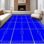 Deep Blue Vertical Stripe Geometric Rug