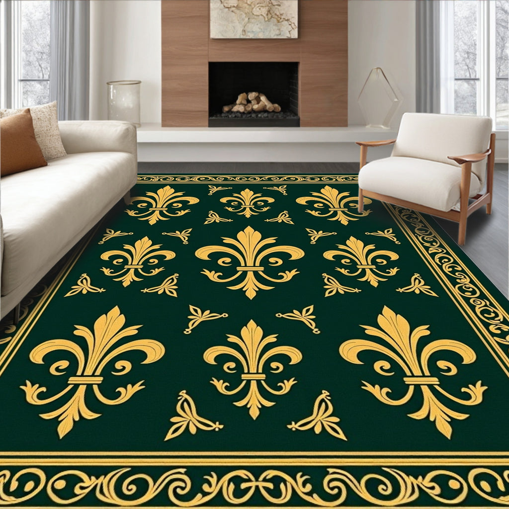Grand Fleur-de-Lis Emerald Garden Rug