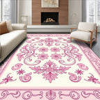Pink Floral Acanthus Scroll Court Rug