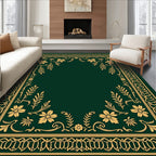 Emerald Green Floral Arabesque Rug